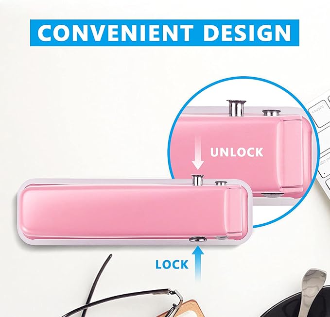 Single Hole Puncher Handheld 1/4 Inches Hole Punch, 20 Sheet Paper Punch Capacity Metal Hole Puncher with Skid-Resistant Base for Paper, Chipboard, Art Project, Pink-DeskLoop Office