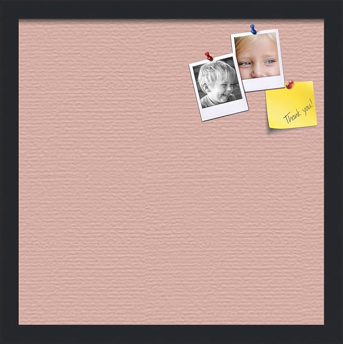PinPix 16x16 Inch Cork Bulletin Board. This Decorative Framed Pin Board Comes with Pink Pastel Design and a Satin Black Frame. Ideal for Home Office Decor or Message Board (PinPix-1813)-DeskLoop Office