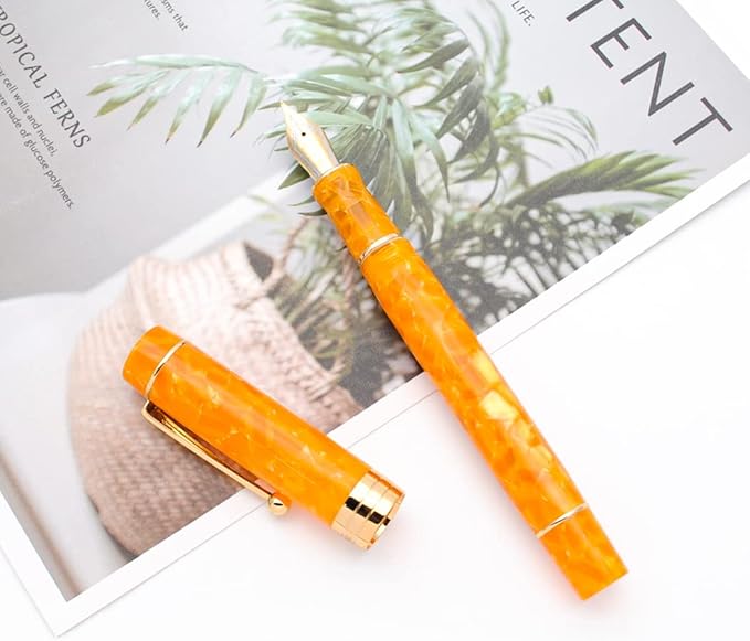 JINHAO 100 Fountain Pen with Ink Converter (Medium Nib 0.7mm, Gold Stone)-DeskLoop Office