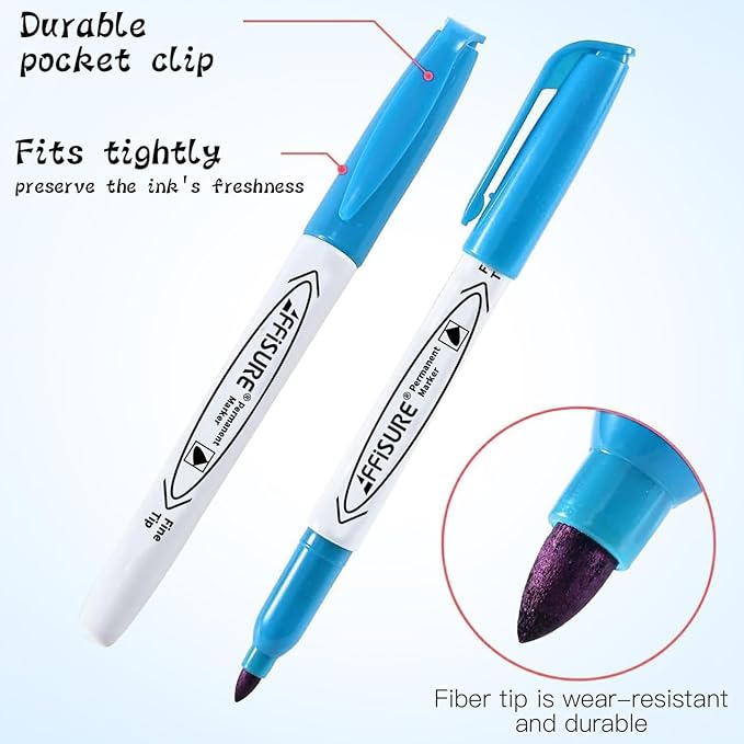 Permanent Markers Assorted Colors Set, 8 Colored Markers 8 Pack, Fine Point,Works on Wood, Plastic, Metal, and More, for Adults, Artist, Taecher, Kids-DeskLoop Office