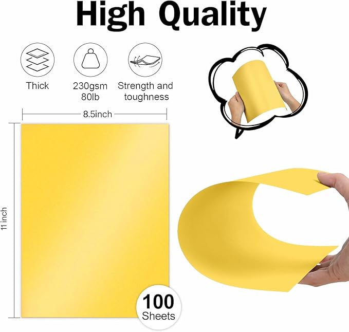 Double Sided Gold Cardstock 8.5 x 11 Metallic Paper, Goefun 100 Sheets 80lb Shimmer Card Stock for Printing, Copy, Invitations, Card Making-DeskLoop Office