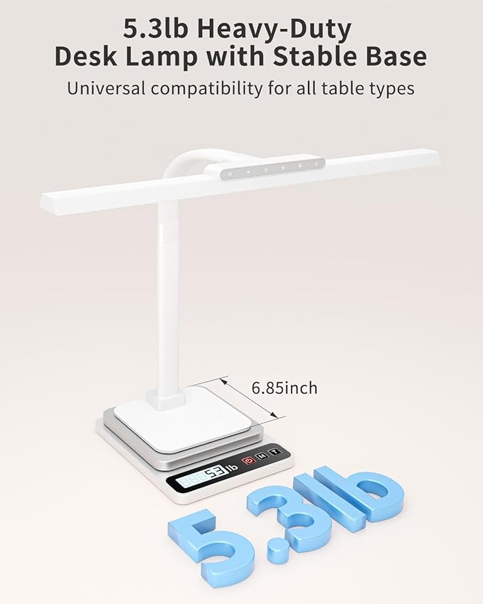 LED Desk Lamps for Home Office with Base, 24W Brightness Touch Control Desk Light, Adjustable Gooseneck Tall Office Lights for Drawing,Reading,Crafts,Gaming,Workbench,Architect,Study, White-DeskLoop Office