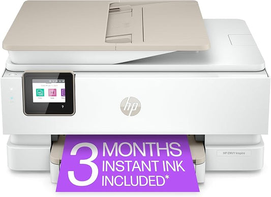 HP ENVY Inspire 7955e Wireless Color Inkjet Printer, Print, scan, copy, Easy setup, Mobile printing, Best-for home, 3 month Instant Ink trial included, White-DeskLoop Office