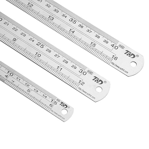ZZTX Metal Straight Edge Ruler Set - Stainless Steel 6 Inch, 12 Inch, 16 Inch - Bulk Set of 3-DeskLoop Office