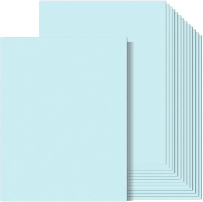 MixTeach 100 Sheets Light Blue Cardstock 8.5 x 11 Inch Thick Cardstock Paper, 250gsm/92lb Double Sided Light Blue Cardstock Printer Paper for Cards Making Crafts Scrapbook Invitations Drawing Printing-DeskLoop Office