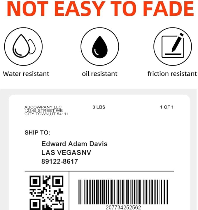 4x6 Thermal Label Printer Paper, Fan-Fold Shipping Labels,Water/Oilproof Adhesive Thermal Shipping Label Stickers Compatible with USPS, Shopify, Amazon, Etsy, Ebay, DHL, UPS- 100 PCS White-DeskLoop Office