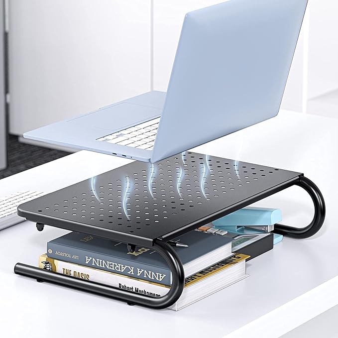 Monitor Stand Riser, Monitor Riser, Laptop Stand for Desk, Laptop Riser, Desk Organizer for Monitor, Laptop Shelf w/Vented for Screen, Computer Stand for Laptop, PC, Printer, for Home & Office-DeskLoop Office