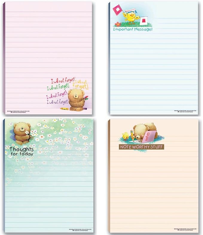 Cute Notepads - 4 Assorted Pads - Sweet, Feel Good Notepads - Great Gift Idea, 50 Sheets Each-DeskLoop Office