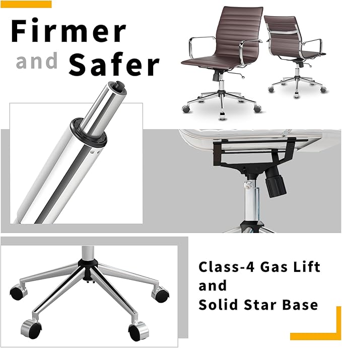 Chair, Desk Computer Chair ,with Armrests ,Ergonomic Office Chair for Home and Office, 17.32 x 22.83 x 35.43 inches, Multiple Colors (Brown)-DeskLoop Office