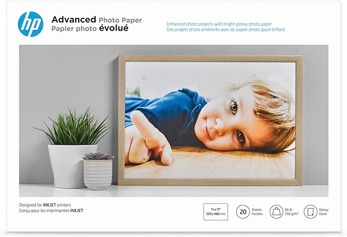 HP Advanced Photo Paper, Glossy, 13x19 in, 20 sheets (CR696A),White-DeskLoop Office