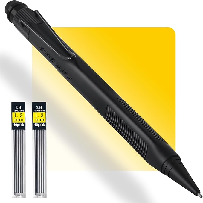 ASINNO 1.3 MM Mechanical Pencil, Weatherproof 2B Dark Lead, Heavy Duty Mechanical Pencil Woodworking Pencils with 20 Lead Refills and 4 Erasers, for Outdoor Marking Drafting Drawing Sketching-DeskLoop Office