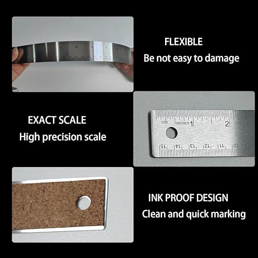 6-Inch and 12-Inch Stainless Steel Metal Ruler with Non-Slip Cork Backing - 2 Pack-DeskLoop Office