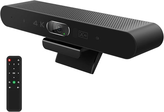 4K Pro Audio and Video Conference Room Camera with Remote Control for Windows TV, AI-Powered HD Webcam with Microphone & Speaker for Desktop Computer/PC/Monitor/Laptop/Teams/Zoom/Skype-DeskLoop Office