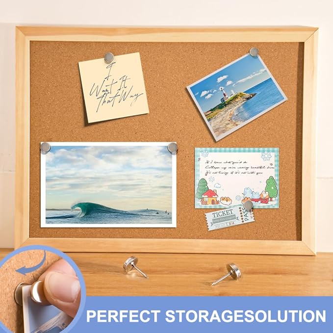 rhinocats Magnetic Push Pins, 30 Sets Magnet Thumbtack for Wall Bulletin Board Strong Decorative Pushpins Clip for Map Picture Hanging Kit Poster Holder-DeskLoop Office