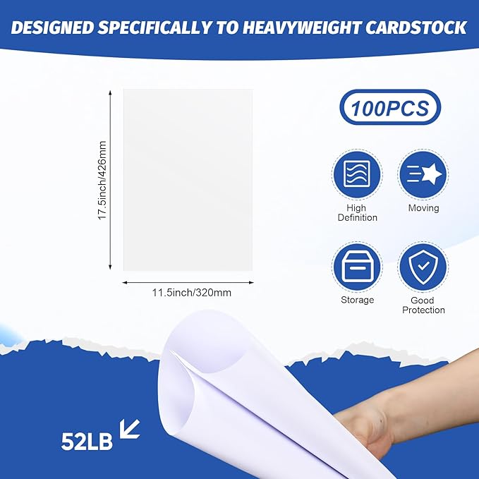100 Pcs Printer Paper 11 x 17 Inch Copy Paper 52 lb Glossy Paper Heavy Weight Cardstock Tabloid Paper Heavy Card Stock for Presentation Laser Back to School Office Supplies(White)-DeskLoop Office