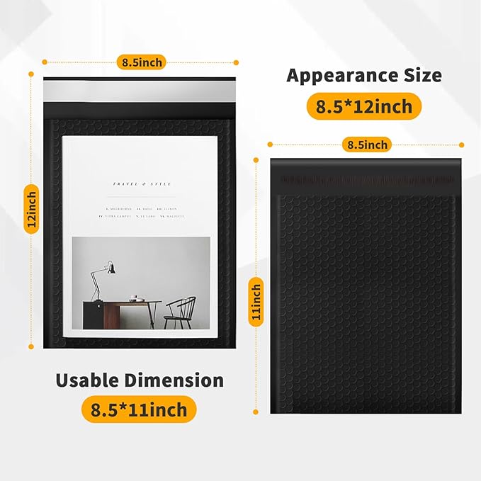 Bubble Mailers 8.5x11inch 40Pack Black Bubble Mailers Self-Seal Padded Mailing Envelopes Bubble Opaque Padded Mailer for Small Businesses to Package and Mail Jewelry Cosmetics#2-DeskLoop Office