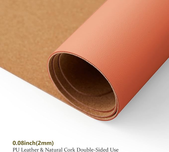 Compact Cork Desk Mat - Small Dual-Sided Desk Pad for Office and Home - Desk Organization and Accessories - Ideal for Large Mouse Pad and Small Desk Mats on Top of Desks(Orange,23.6"x 11.8")-DeskLoop Office