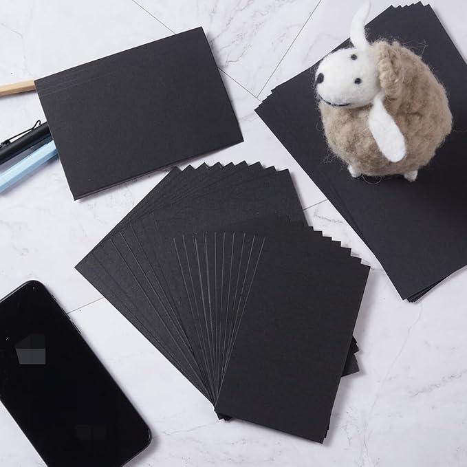 50 Sheets Blank Cardstock Paper 250 GSM Thick Heavy Cards Stock for DIY Art Projects, Card Making, Postcards, Greeting Cards, Birthday Party, Wedding Invitation (Black, 3x5 inches)-DeskLoop Office