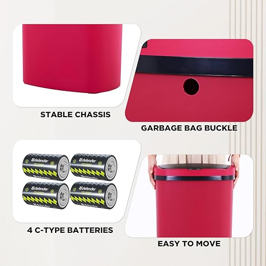 PayLessHere 13 Gallon Trash Can Kitchen Trash Can Automatic Garbage Can with Lid Touch Free High-Capacity Motion Sensor for Home Kitchens Bedroom Bathroom Office Kitchen Waste Bin Wateproof Trash Bin-DeskLoop Office