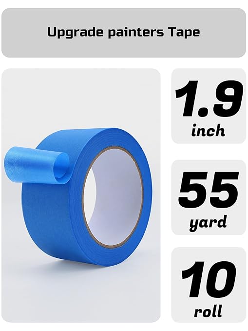 Lichamp Blue Painters Tape Bulk, 10 Pack 1.9 inch Wide by 55 Yards Tape, Blue Tape for Crafts Arts-DeskLoop Office