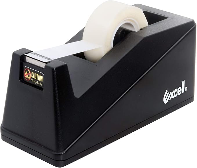 Excell Desk Tape Dispenser (1" core) with Non-Skid Base: Perfect for Office/School with Straight Tape cuts. Easy to use and Store with a Modern Design. Includes 3/4" Wide Tape Dispenser.-DeskLoop Office