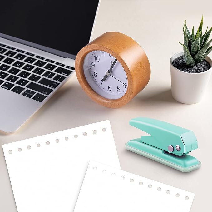 Single Hole Puncher Handheld 1/4 Inches Hole Punch, 20 Sheet Paper Punch Capacity Metal Hole Puncher with Skid-Resistant Base for Paper, Chipboard, Art Project, Green-DeskLoop Office