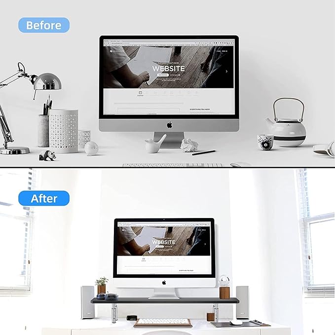 suptek Dual Monitor Stand Riser,Large Monitor Laptop Stand Riser 3 Adjustable Heights Computer Stand for Laptop, Printer, Notebook(MST016L)-DeskLoop Office