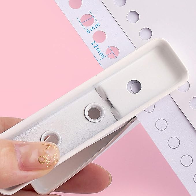 Single Hole Puncher Handheld 1/4 Inches Hole Punch, 20 Sheet Paper Punch Capacity Metal Hole Puncher with Skid-Resistant Base for Paper, Chipboard, Art Project, Ivory White-DeskLoop Office