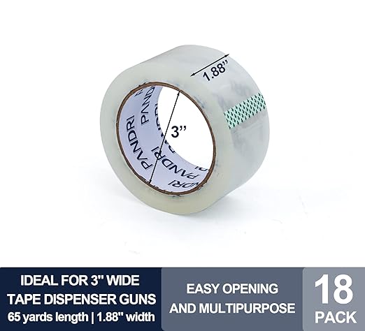 PANDRI Packing Tape, 18 Rolls Heavy Duty Clear Packaging Tape for Shipping Packaging Moving Sealing, 1.88 inches Wide, 65 Yards Per Roll, Total 1170 Yards-DeskLoop Office