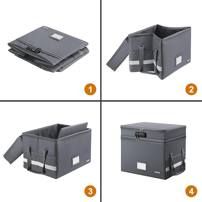 DocSafe File Box with Lock, Large Portable Home Office Filing Box - Image 9