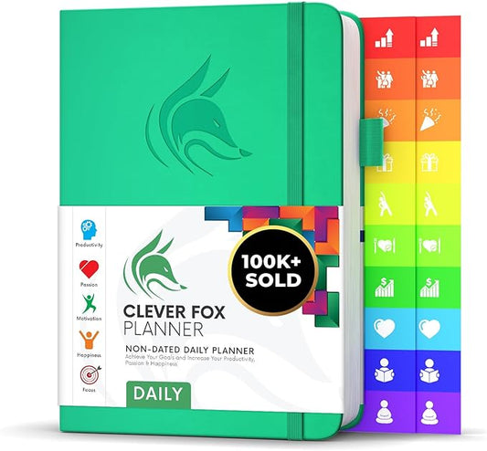 Clever Fox Daily Planner – Undated Planning Notebook with Hourly Schedule & To-Do List – Personal Day Task & Work Organizer, 6 Months (Emerald)-DeskLoop Office