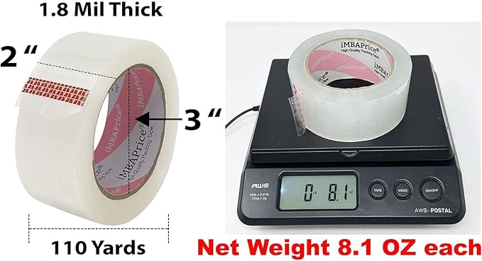 iMBAPrice 2 Inches Clear Packing Tape, 36 Rolls x 110 Yards Storage Box Sealing Packaging Tape Refill for Packaging and Shipping,Total 3960 Yards-DeskLoop Office