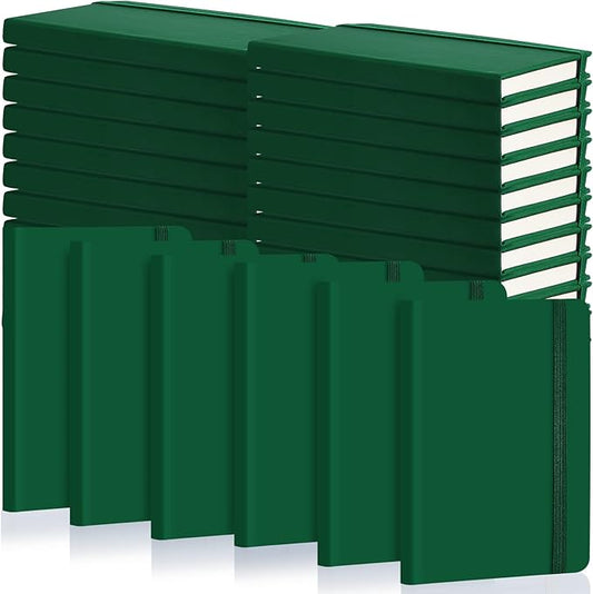 40 Pieces Small Notebooks A6 Pocket Journals 3.5 x 5.5 Inch Small Leather Notebook Mini Ruled Lined Journal with Elastic Band Pen Holder Page Marker Ribbons (Green)-DeskLoop Office