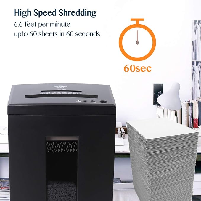 WOLVERINE 10-Sheet Super Micro Cut High Security Level P-5 Heavy Duty Paper/CD/Card Ultra Quiet Shredder for Home Office by 60 Mins Running Time and 6 Gallons Pullout Waste Bin SD9112 (Black ETL)-DeskLoop Office