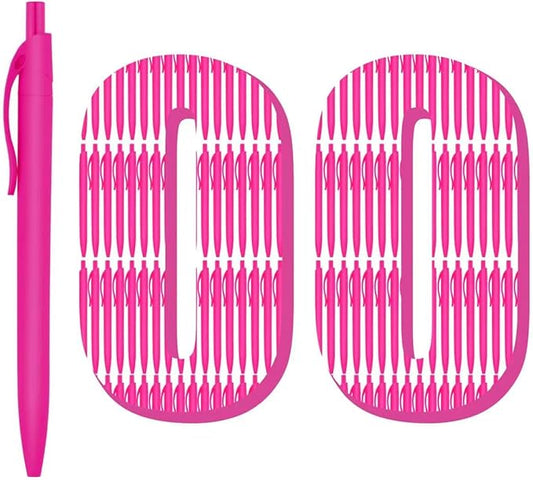 deegtran Pens Bulk, 100 Pack No Bleed Hot Pink Barrel Click Pens, Wholesale Retractable Ballpoint Pens, Pens Medium Point, Smooth Ink Pens, 1.0MM Black Ink-DeskLoop Office