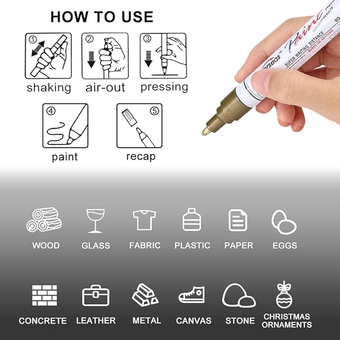 Overseas Permanent Paint Markers Pens - 3 Pack Green Oil Based Paint Pens, Medium Tip, Quick Drying and Waterproof Marker Pen for Metal, Rock, Wood, Fabric, Plastic, Canvas, Mugs, Stone, Glass-DeskLoop Office