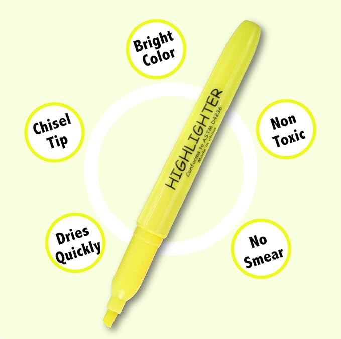 Trail maker 100 Packs of Bulk Yellow Highlighters in Bulk | Bright Wholesale Highlighters for Classrooms, School Kids, Teachers, Office Supplies-DeskLoop Office