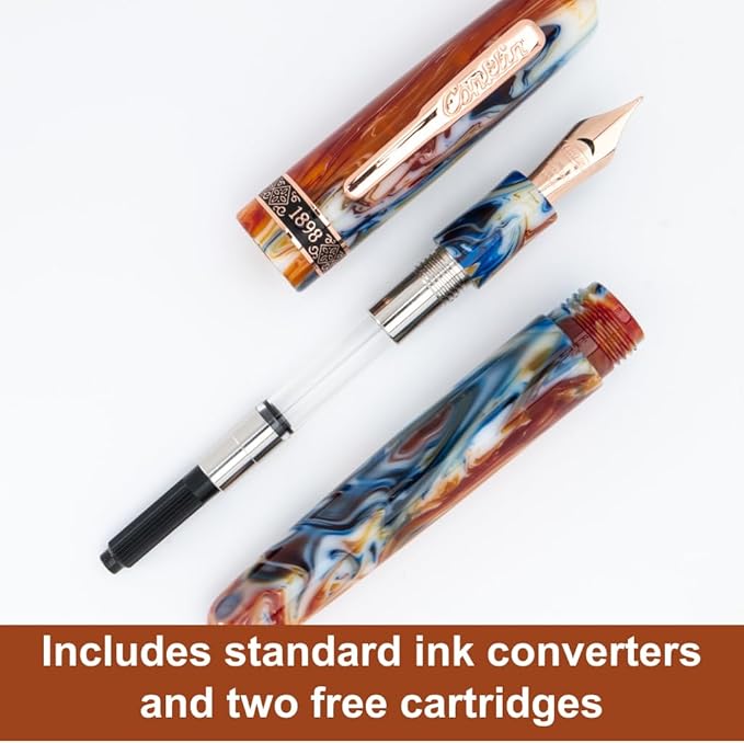 Conklin 1898 Fountain Pen, Misto Orange - Flex Nib | Luxury Writing Instrument with Unique Resin Blend | JoWo Stainless Steel Nib Made in Germany | Ideal for Pen Enthusiasts-DeskLoop Office