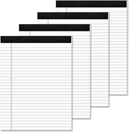 Note Pads 8.5 x 11 Wide Ruled Lined Writing Note Pad for Office 4 Pack White Legal Pads 8.5 x 11", 30 Sheets per White Notepad 28 Lines Lined Paper Pads for School Perforated Legal Notepads for Work-DeskLoop Office