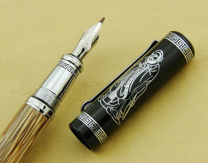 Lanxivi Duke 551 Confucius Fude Nib Fountain Pen Bent Nib Natural Bamboo Medium to Broad Art Handwriting Drawing Calligraphy Pen-DeskLoop Office