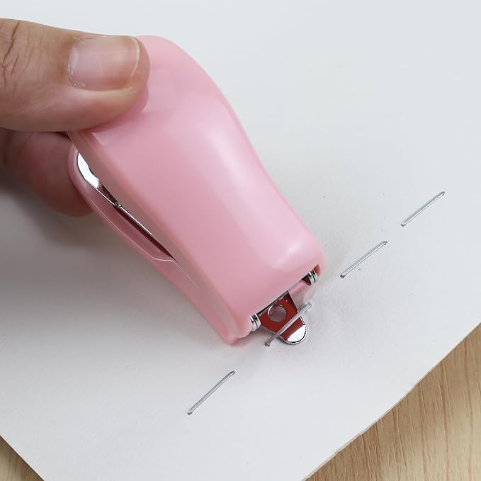 Mini Desktop Stapler Set,20 Sheet Capacity,Includes Built-in Staple Remover and 750PCS No.12 Staples,Small Cute Stapler for Office and School Supplies (Pink)-DeskLoop Office