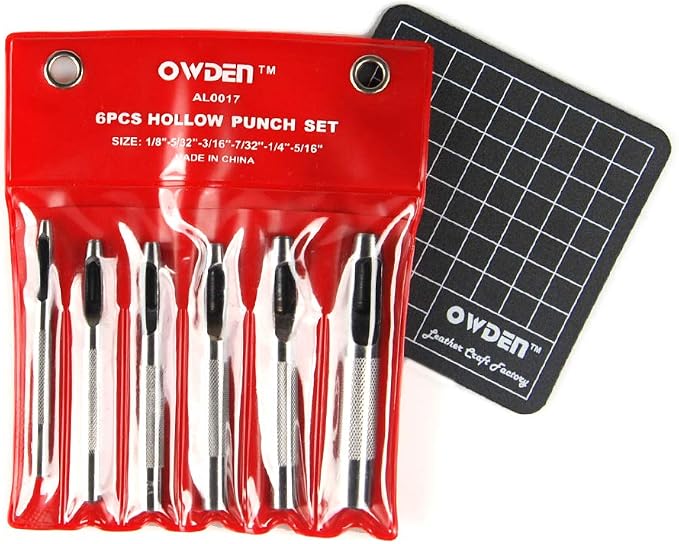OWDEN 6 Pieces Hollow Hole Punch Set, Leather Punch Tools, - Image 7
