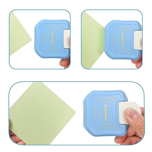 RAYSON CR05BL 3 in 1 Corner Cutter, 4mm 7mm 10mm 3 Way Corner Rounder Paper Punches for Paper Craft, DIY Projects, Blue-DeskLoop Office