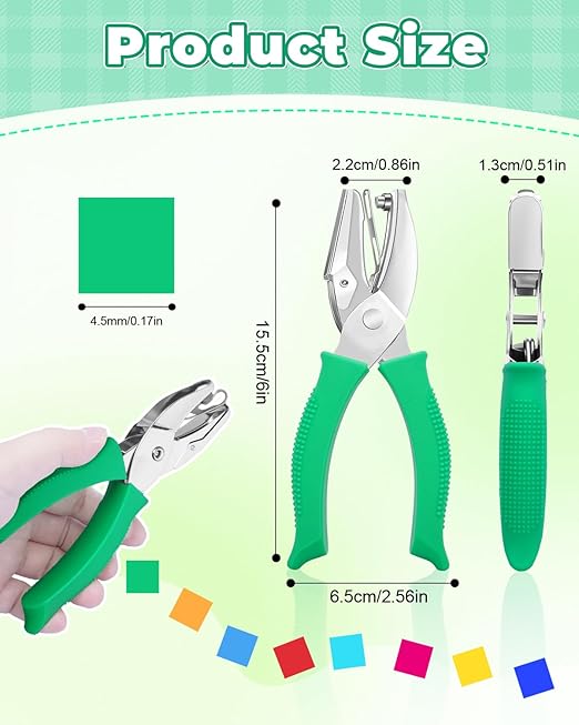 UCEC 1/6" Square Shape Hole Punch Metal Handheld Paper Punches for Crafting, Single Small Square Shape Hole Puncher School Supplies for Scrapbook DIY Craft Paper Tag in Home Office Classroom-DeskLoop Office