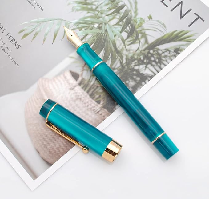 JINHAO 100 Fountain Pen with Ink Converter (Medium Nib 0.7mm, Peacock Blue)-DeskLoop Office