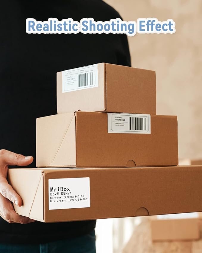 Phomemo 4"x3" Thermal Labels Roll for Small Business Supplies - Commercial Grade Logo Stickers for Business Customized - Waterproof Shipping Labels for Thermal Label Printer - 500 PCS Label Stickers-DeskLoop Office