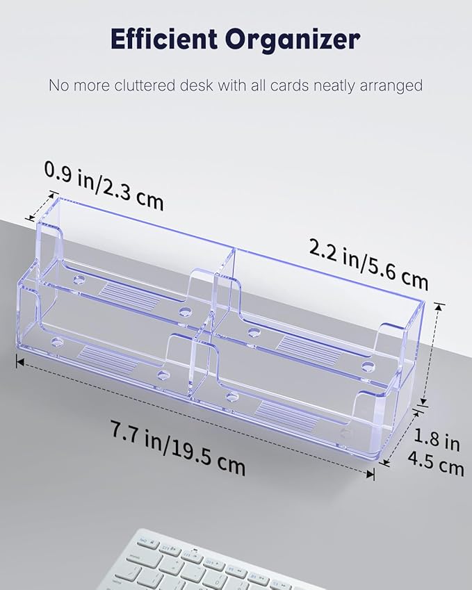 Uniclife 2 Pack Acrylic Business Card Holder for Desk 2 Tiers 4 Slots Clear Business Card Display Stand for Men & Women Desktop Business Card Organizer Card Stand for Office Home, 240 Card Capacity-DeskLoop Office