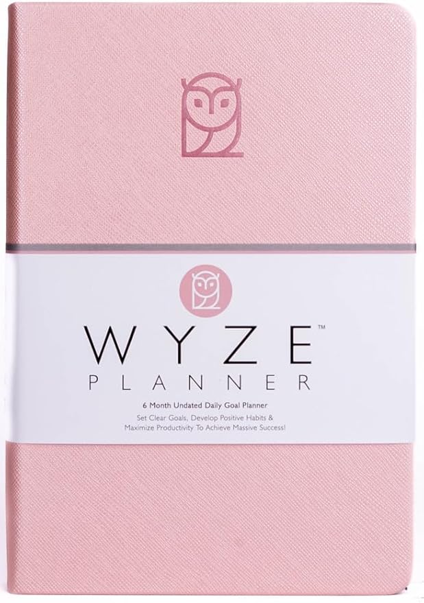 Undated Daily Planner – 6-Month A5 Productivity Organizer with Full Page Per Day, Hourly Schedule, Goal Setting, Habit Tracker, Weekly & Monthly Pages – Hardcover Time Management Notebook (Pink)-DeskLoop Office