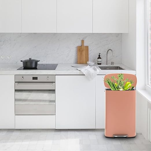 PayLessHere 13 Gallon (50L) Trash Can Kitchen Stainless Steel Trash Can Trash Can with Lid Removable Inner Bucket Foot Pedal Soft Close for Office Home Kitchen Garbage Can Trash Bin-DeskLoop Office