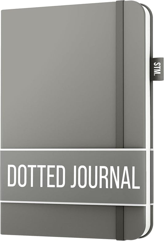 Scribbles That Matter A5 Bullet Dotted Journal Notebook | Vegan Hard Cover, 120gsm bleedproof thick paper, 150 pages, 5.75 x 8.5in, 2 bookmarks, tab stickers, penloop | For Work | Grey-DeskLoop Office